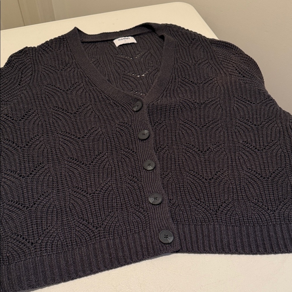 NWT Summer Essential Charcoal Knit Old School Style Button Down Cardigan XXL - Picture 5 of 12